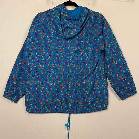 Hanna Anderesson Blue Floral Pull Over Hooded Jacket Size 12 - Picture 5 of 5